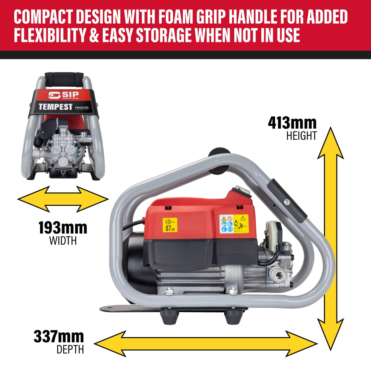 SIP TEMPEST® PW420/150 Wall-Mountable Electric Pressure Washer - SIP-08920 - SIP Tools UK - Trade Counter Direct