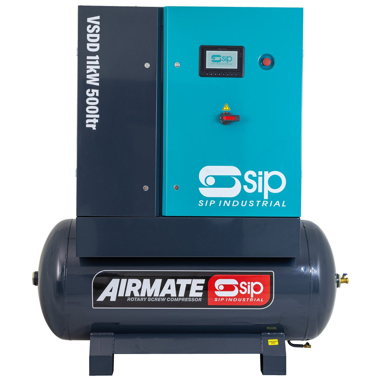 SIP VSDD 11kW 10bar 500ltr 400v Rotary Screw Compressor - SIP-08265 - SIP Tools UK - Trade Counter Direct
