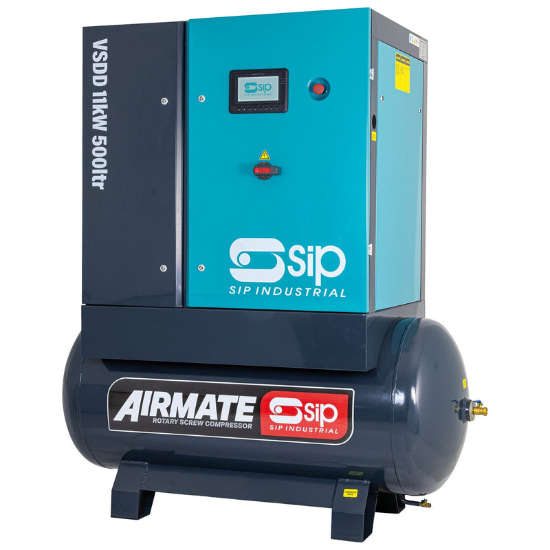 SIP VSDD 11kW 8bar 500ltr 400v Rotary Screw Compressor - SIP-08262 - SIP Tools UK - Trade Counter Direct