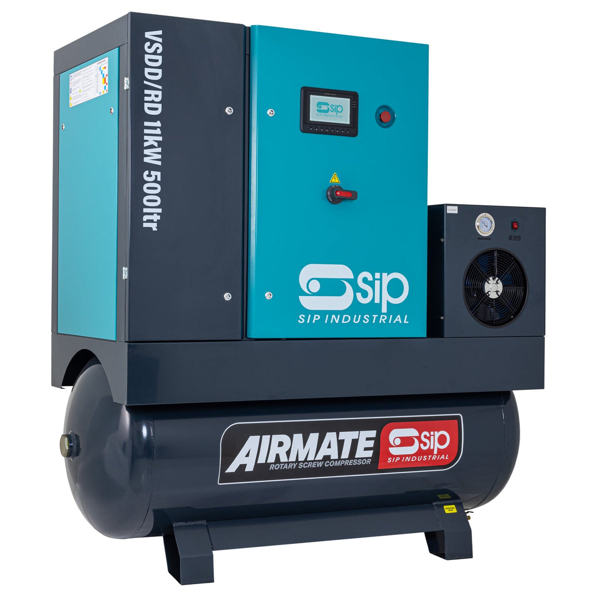 SIP VSDD/RD 11kW 10bar 500ltr 400v Rotary Screw Compressor with Dryer - SIP-08272 - SIP Tools UK - Trade Counter Direct