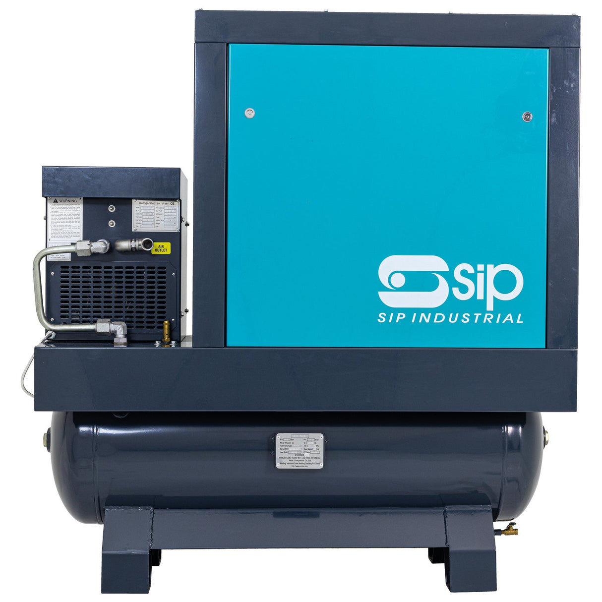 SIP VSDD/RD 7.5kW 8bar 200ltr 400v Rotaty Screw Compressor with Dryer - SIP-08264 - SIP Tools UK - Trade Counter Direct