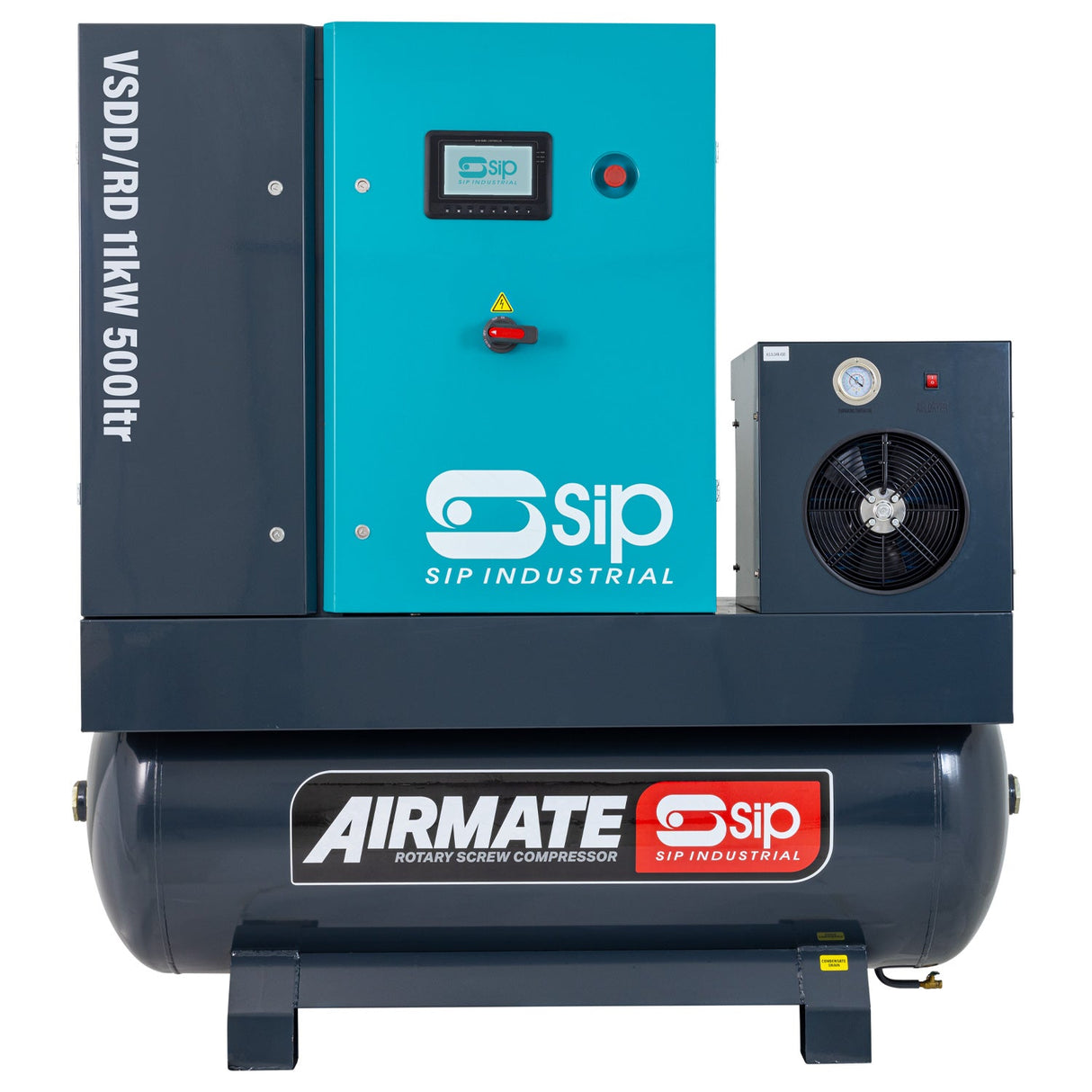 SIP VSDD/RDF 11kW 10bar 500ltr 400v Rotary Screw Compressor with Dryer & Filter - SIP-08276 - SIP Tools UK - Trade Counter Direct
