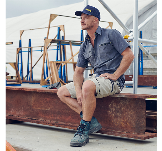 Bisley Workwear Flex & Move Stretch Cargo Shorts - Stone