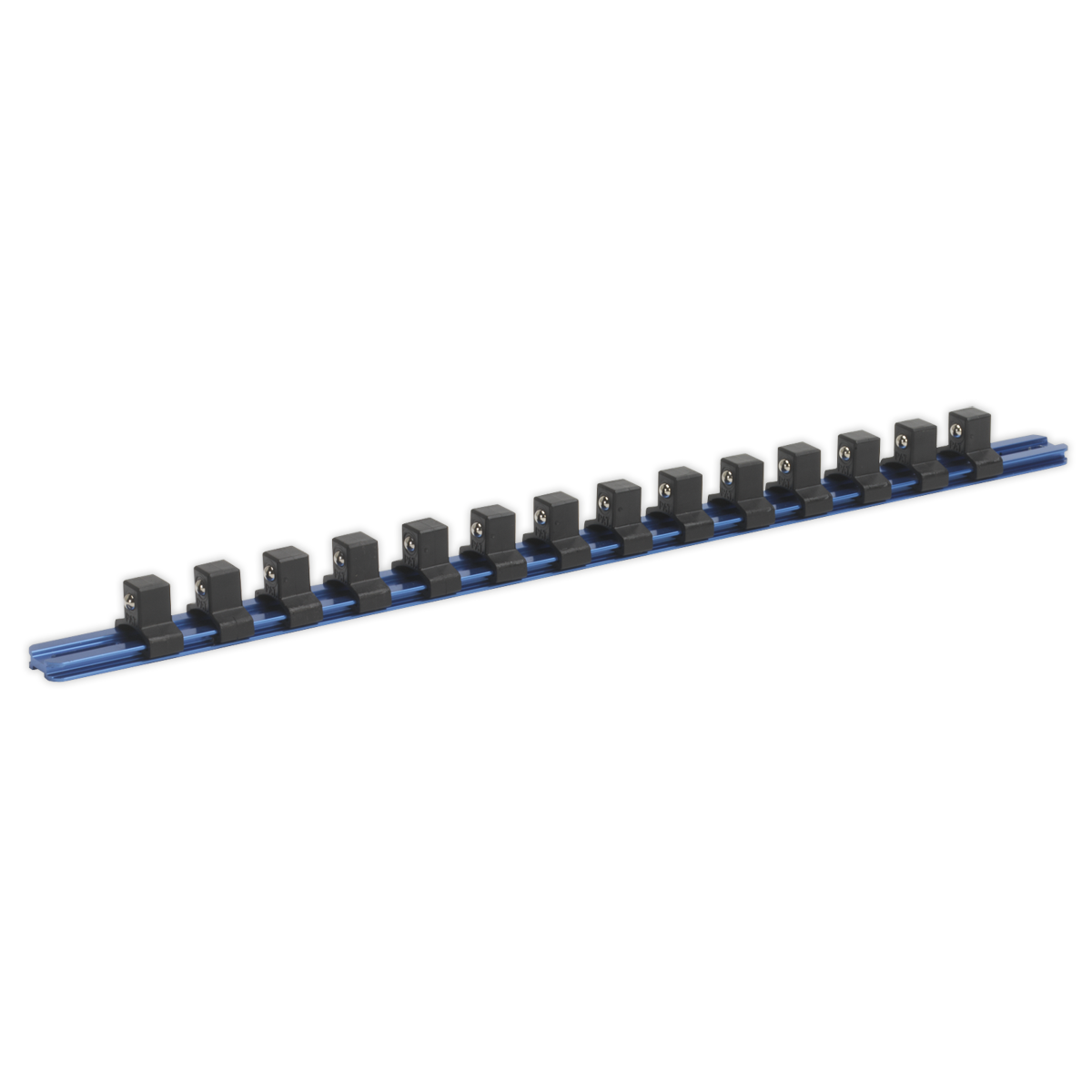 Sealey SR1214 Socket Retaining Rail with 14 Clips Aluminium 1/2"Sq Drive