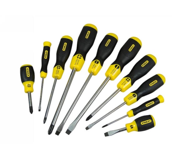 Stanley 10pc Cushion Grip Screwdriver Set - Type - STA564977 - Stanley - Trade Counter Direct