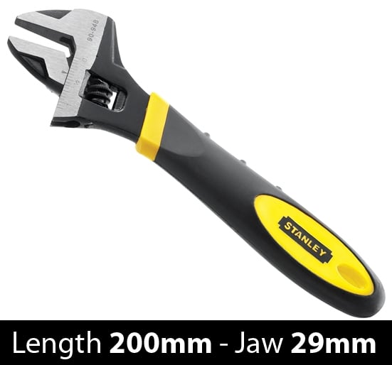Stanley MaxSteel Adjustable Wrench 200mm 0 - 90 - 948 - Type - STA090948 - Stanley - Trade Counter Direct