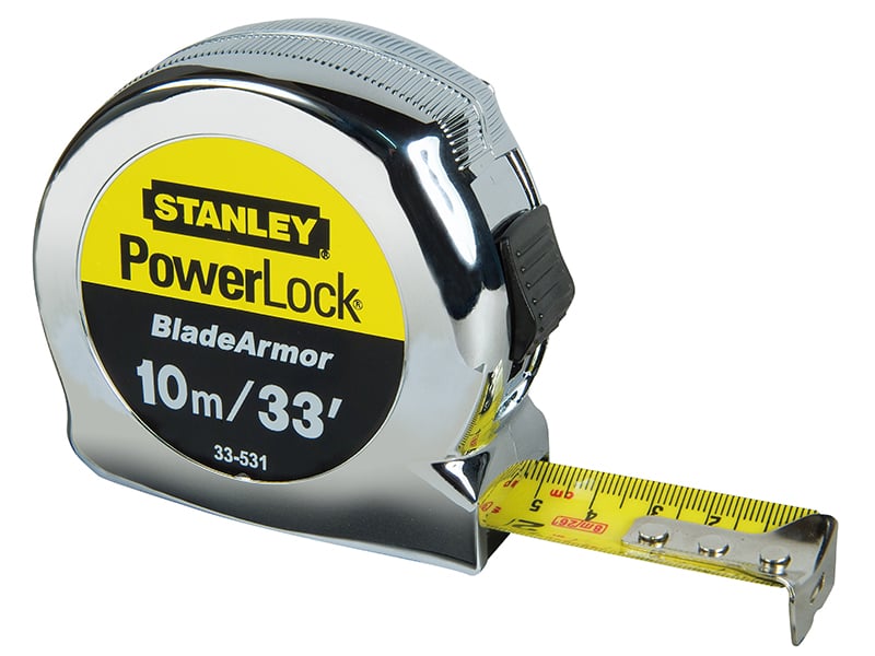 Stanley PowerLock BladeArmor Pocket Tape 10m/33ft (Width 25mm) - STA033531 - Stanley - Trade Counter Direct