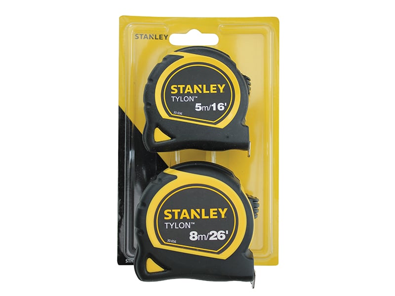 Stanley Tylon Pocket Tapes 5m/16ft + 8m/26ft (Twin Pack) - STA998985 - Stanley - Trade Counter Direct