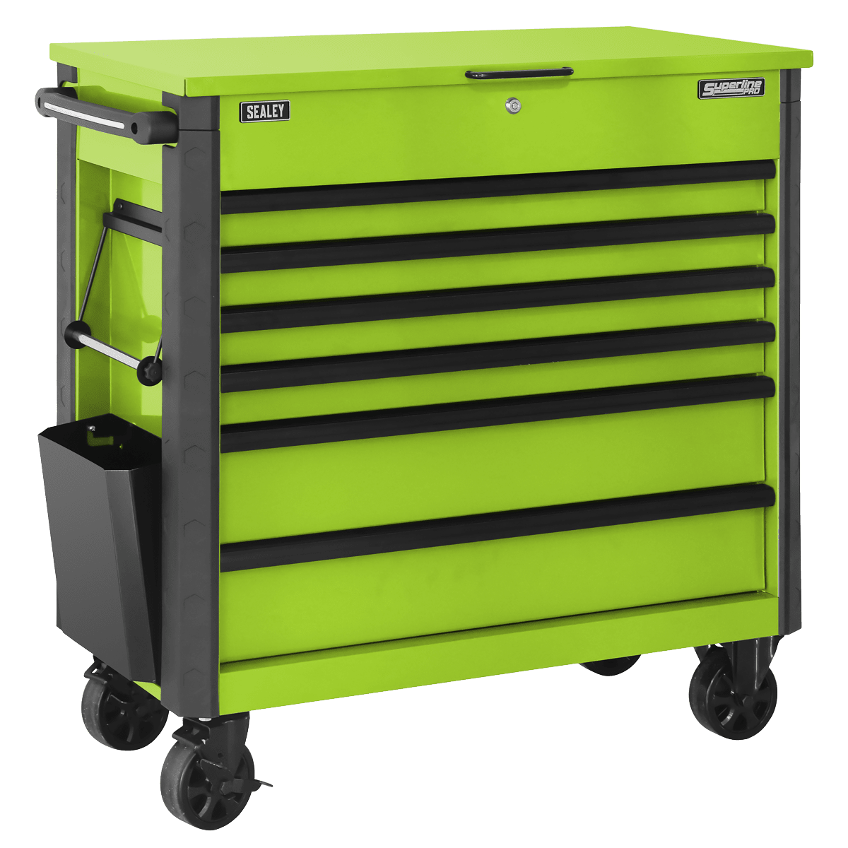 Superline Pro AP366HV 6 Drawer Mobile Tool Cabinet with Ball Bearing Slides - Green - AP366HV - Sealey Tools UK - Trade Counter Direct