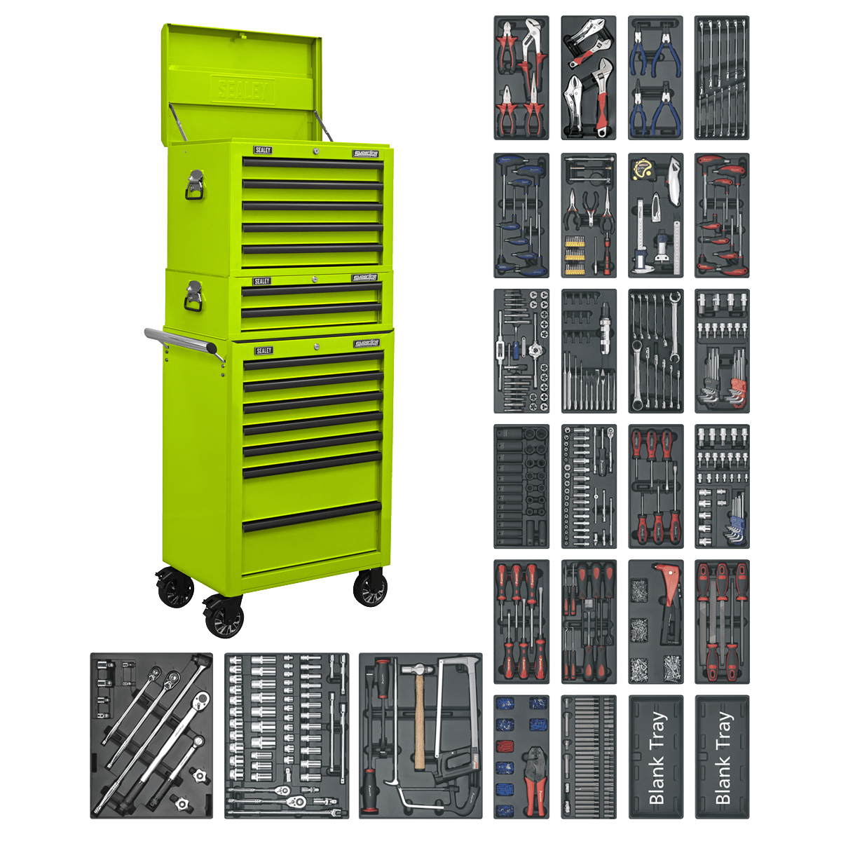 Superline Pro SPTHVCOMBO1 14 Drawer Tool Chest Combination with 1179pc Tool Kit - SPTHVCOMBO1 - Sealey Tools UK - Trade Counter Direct