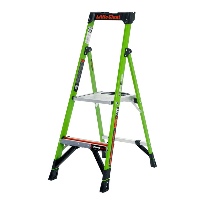 TB Davies 1303 - 952 2 Tread Little Giant Mighty Lite Hi - Viz GRP Fibreglass Step Ladder - 1303-952 - Little Giant - Trade Counter Direct