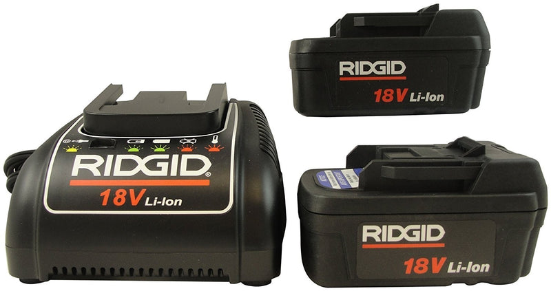 RIDGID Batteries set of 2 & 1 Charger 230V - 45433 - Ridgid Tools - Trade Counter Direct