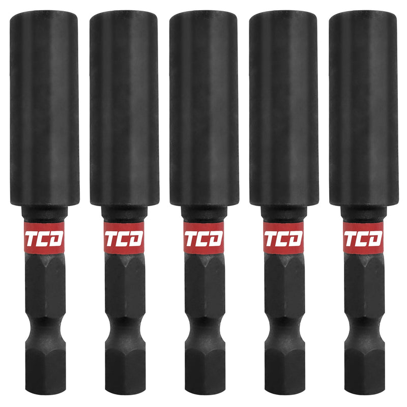 TCD Shock Resistant Magnetic Bit Holder 1/4in Hex 60mm - Pack of 5 - TCD0004 - TCD0004 - tcd - Trade Counter Direct