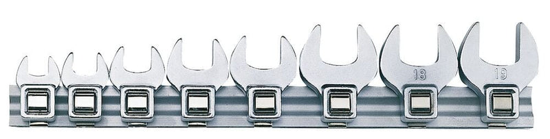 Teng 3/8" Crow Foot Wrench Clip Rail Set 8 Pieces - M3808MM - TENGM3808MM - Teng Tools - Trade Counter Direct