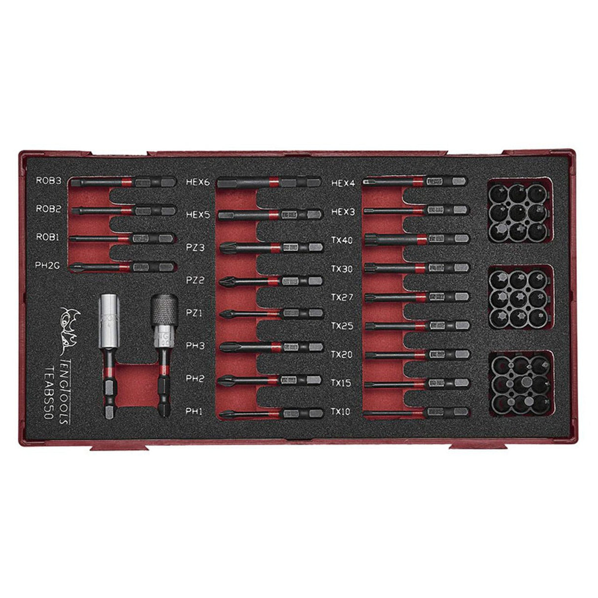 Teng TEABS50 Impact Bit Set 50pcs - TENGTEABS50 - Teng Tools - Trade Counter Direct