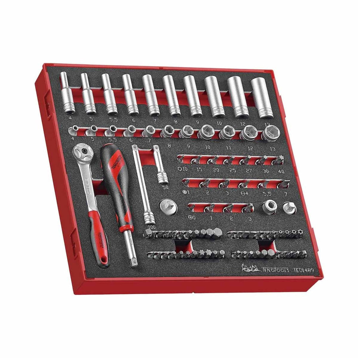 Teng Tools TED1489 1/4" Drive Eva 6 - Point FOAM2 Socket Set (89 Pieces) - TENGTED1489 - Teng Tools - Trade Counter Direct