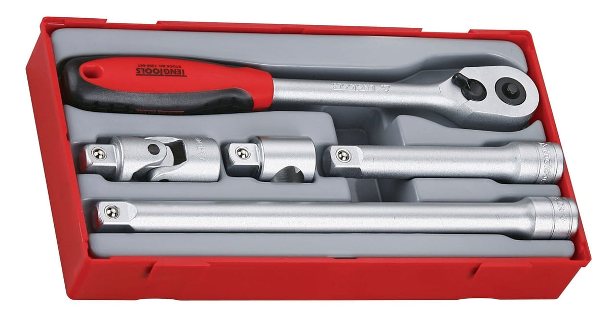Teng Tools TT1205 5 Piece 1/2" Drive Ratchet & Accessories Set - TENGTT1205 - Teng Tools - Trade Counter Direct