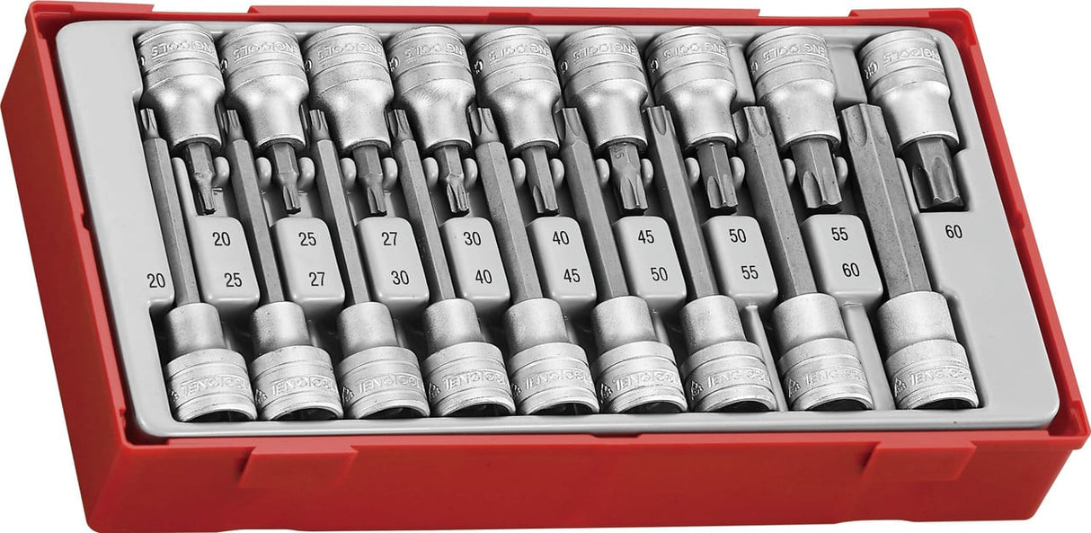 Teng Tools TTTX18 18 Piece 1/2" Drive TX Bit Socket Set - TENGTTTX18 - Teng Tools - Trade Counter Direct