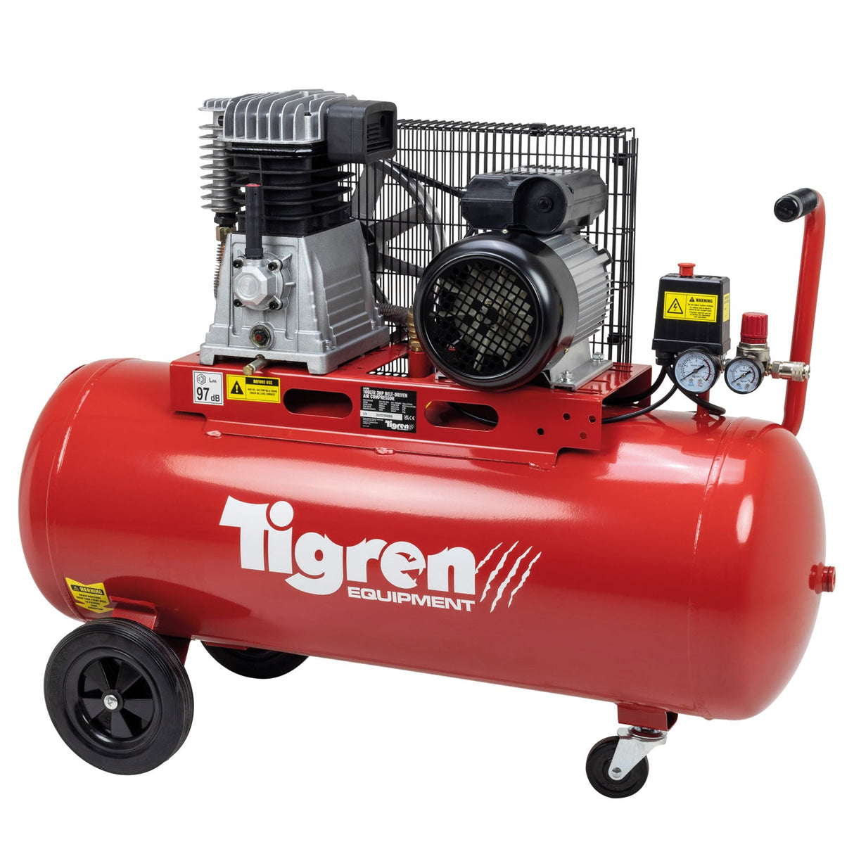TIGREN 100ltr 3hp Belt-Driven Compressor - SIP-04396 - TIGREN - Trade Counter Direct