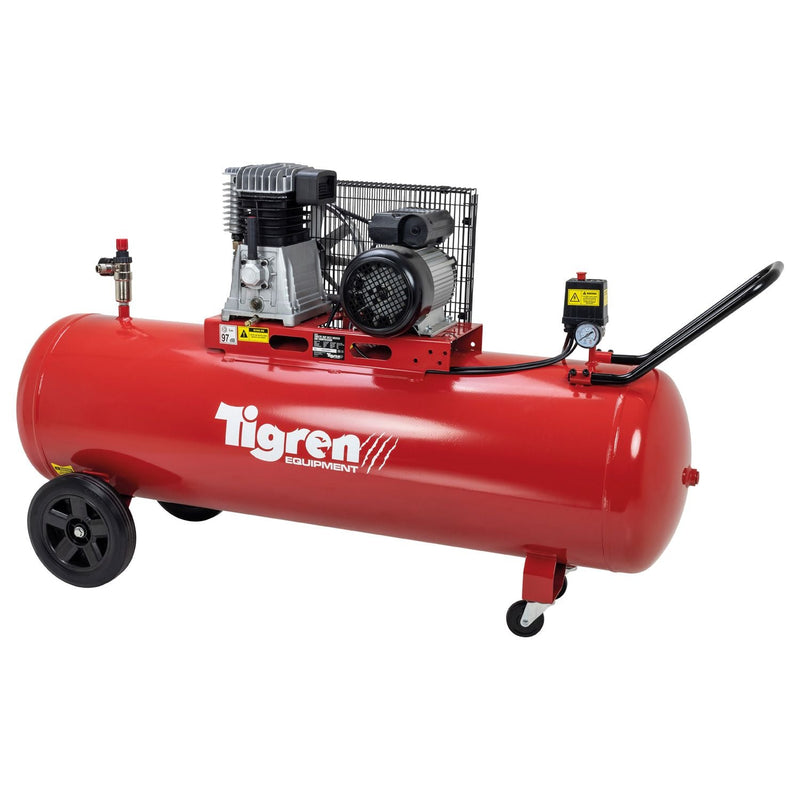 TIGREN 200ltr 3hp Belt - Driven Compressor - 04394 - SIP-04394 - SIP Tools UK - Trade Counter Direct