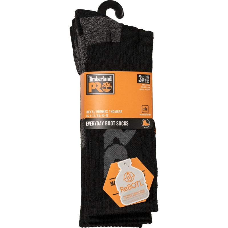 Timberland Pro Big Logo Half Cushion Crew Sock 3 Pack - Black (34041 - 58080) - 34041-58080-04 - Timberland Pro - Trade Counter Direct