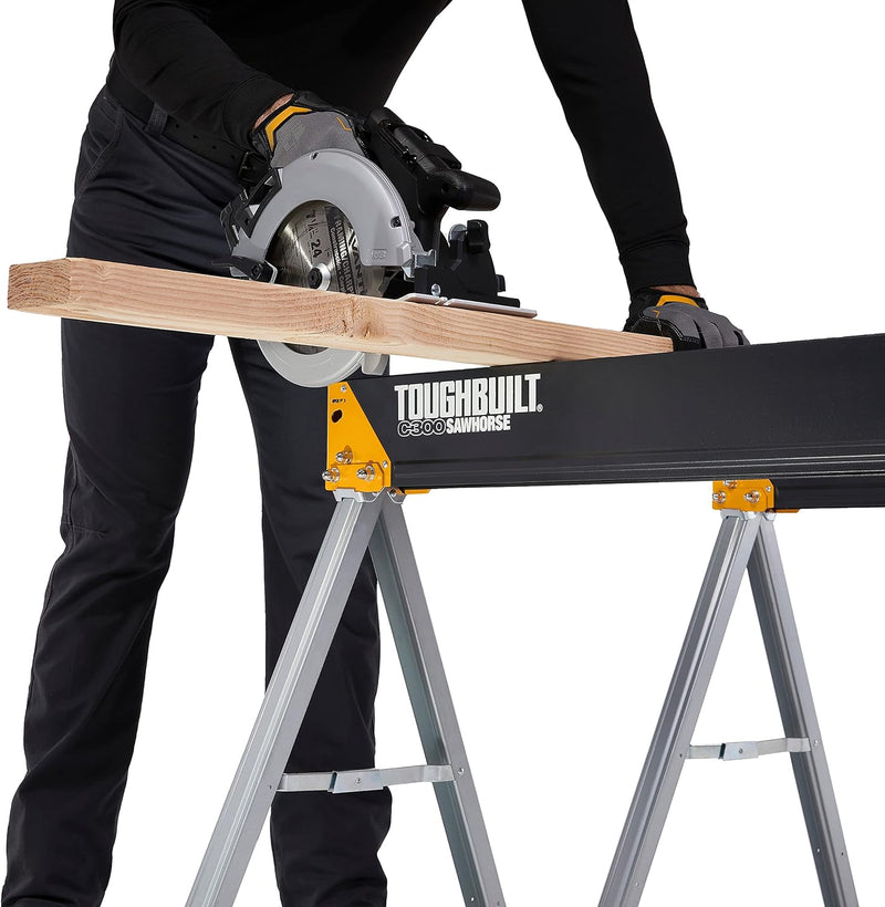 Toughbuilt Folding Saw Horse Twin Pack - Sturdy & Durable - TB - C300 - 2 - TB-C300-2 - Toughbuilt - Trade Counter Direct