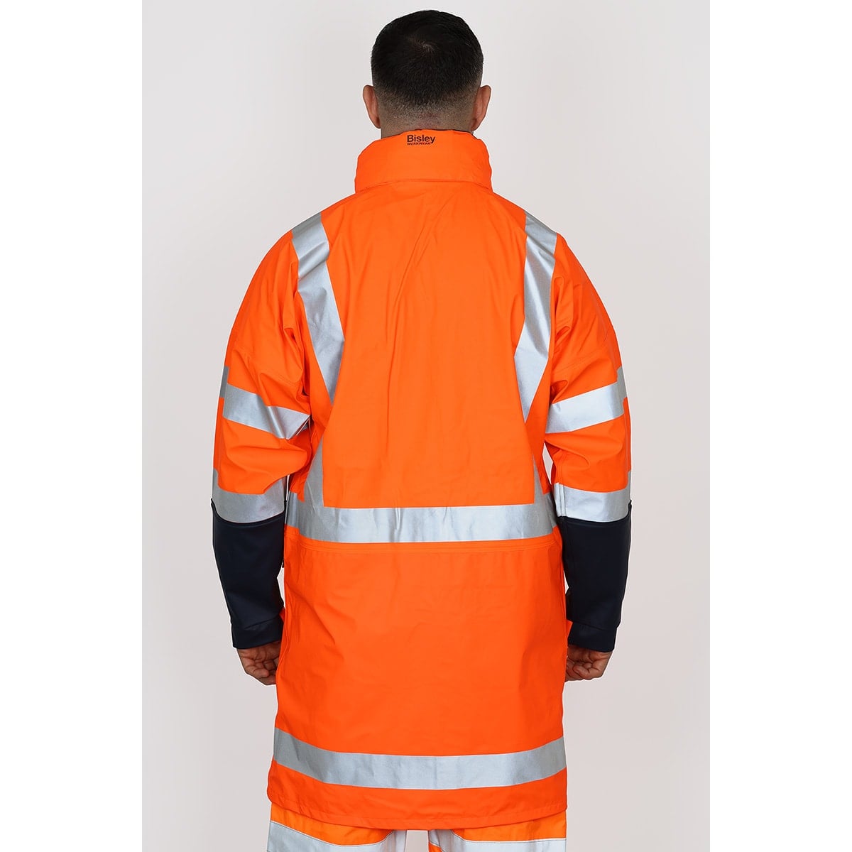 Bisley Workwear Taped Two Tone Hi Vis Waterproof Rain Coat Orange/Yellow