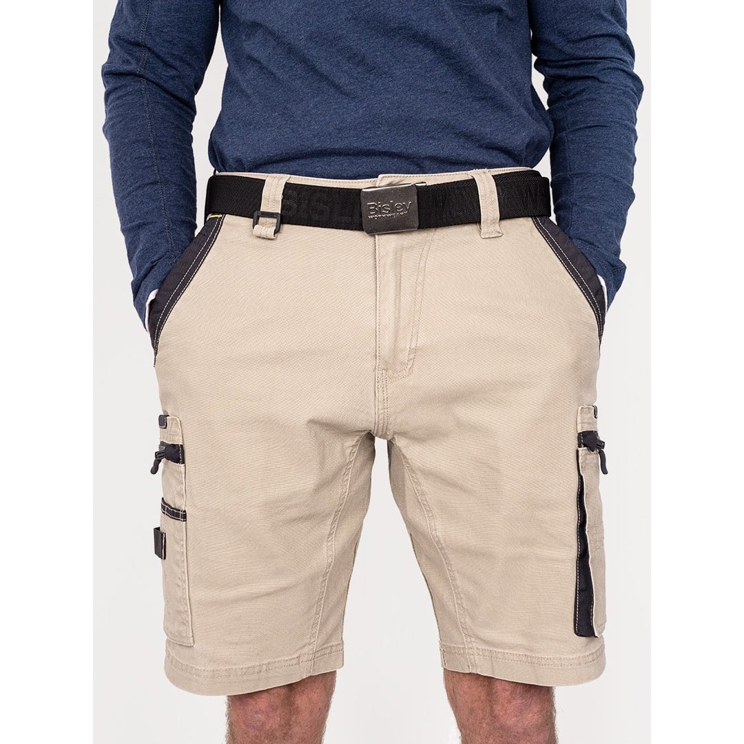 Bisley Workwear Flex & Move Stretch Cargo Shorts - Stone