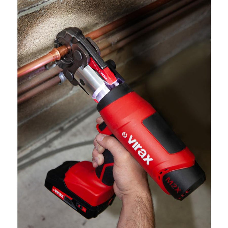 Virax M2X 20kN Cordless Press Machine with Mother Jaw, M15 - 22 - 28 Inserts & 2 Batteries UK - 990978 - VIR990978 - Virax - Trade Counter Direct