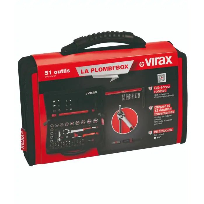 Virax Plombi’Box 51 Piece Go - Thru Socket Set with Basin Wrench - 310410 - VIR310410 - Virax - Trade Counter Direct