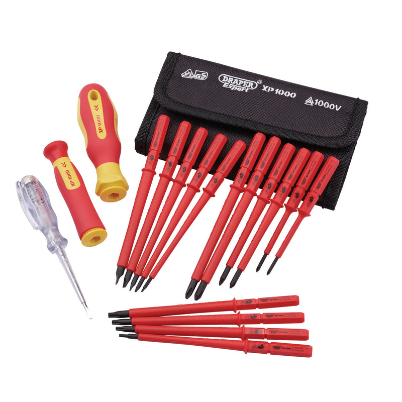 XP1000® VDE Interchangeable Blade Screwdriver Set (18 Piece) - DR-05776 - Draper - Trade Counter Direct