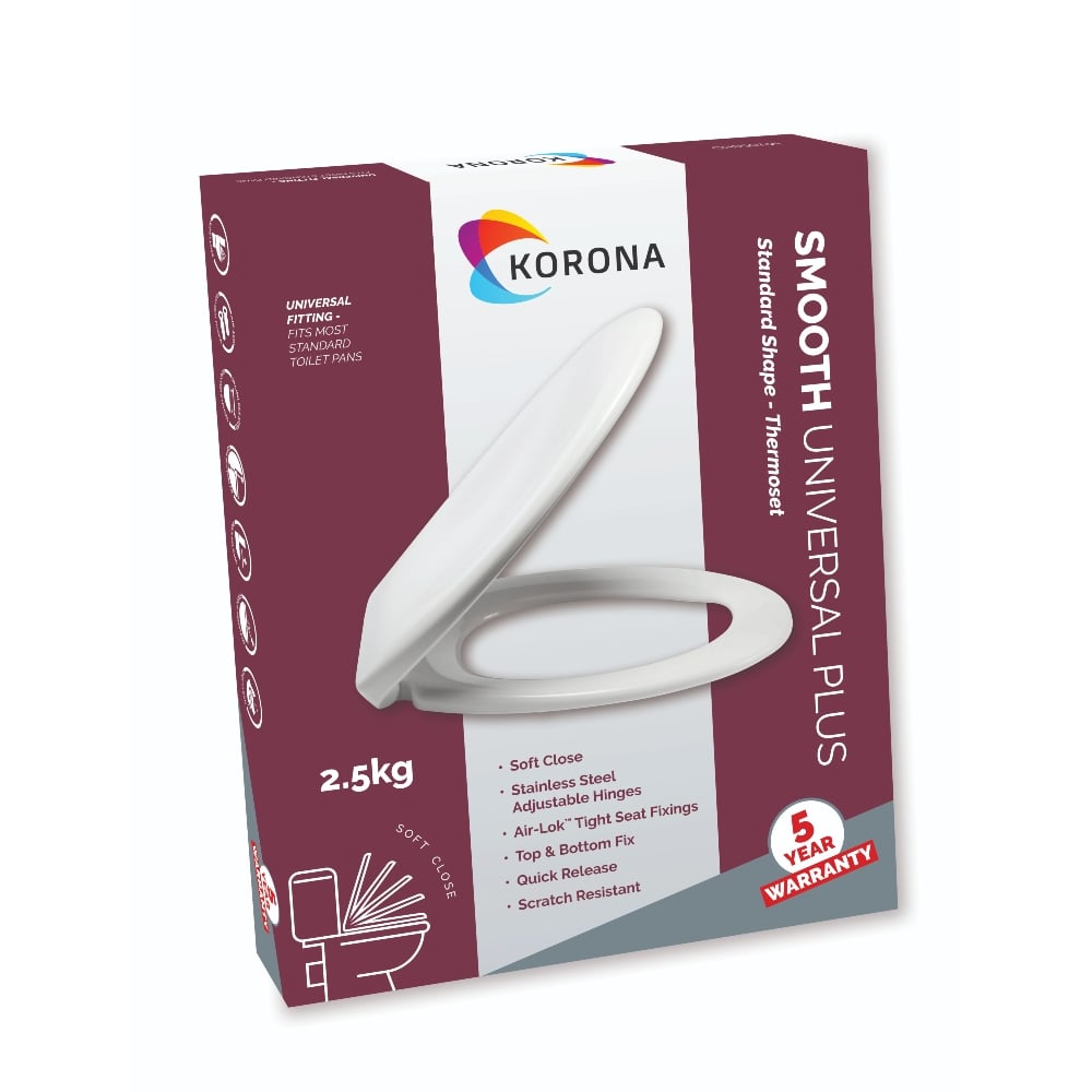 Korona Soft Close Top Fix Metal Hinge Toilet Seat 2.4Kg - MV060HD