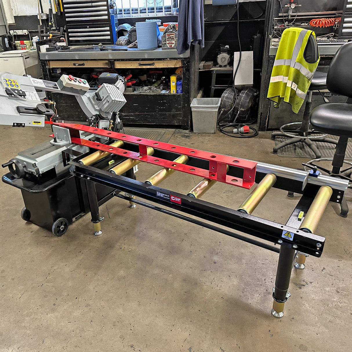 SIP Adjustable Roller Stand Table 1500mm x 400mm 400kg