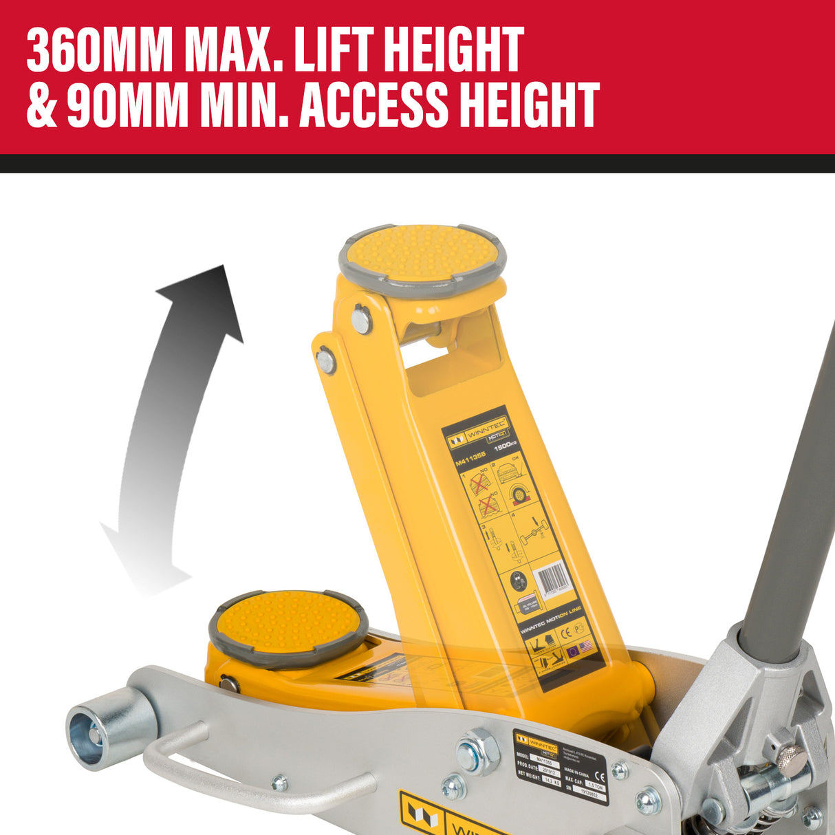 WINNTEC® 1.5 Ton Aluminium / Steel Turbo Lifter Trolley Jack