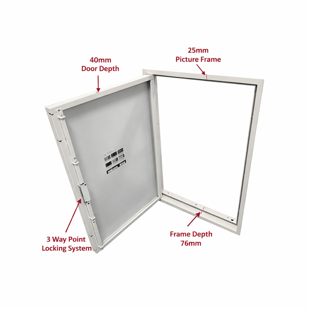 1 Hour Fire Rated Metal Single Riser Door – 25mm Picture Frame – 3 Point Lock - RISERPF1250x500 - Rapid Access - Trade Counter Direct