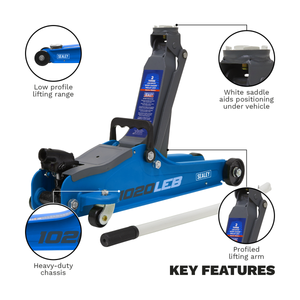 Sealey 1020LEB Low Profile Short Chassis Trolley Jack 2 Tonne - Blue - additional view 12