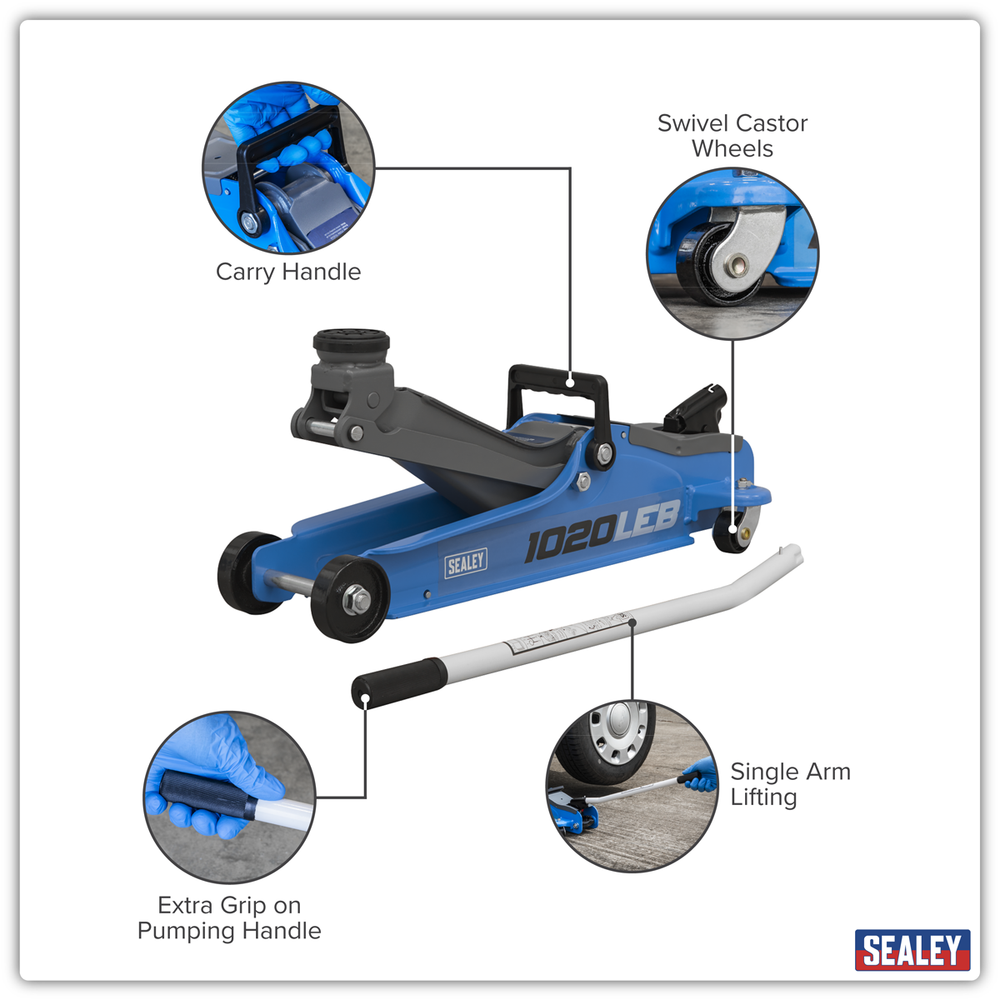 Sealey 1020LEB Low Profile Short Chassis Trolley Jack 2 Tonne - Blue - additional view 13