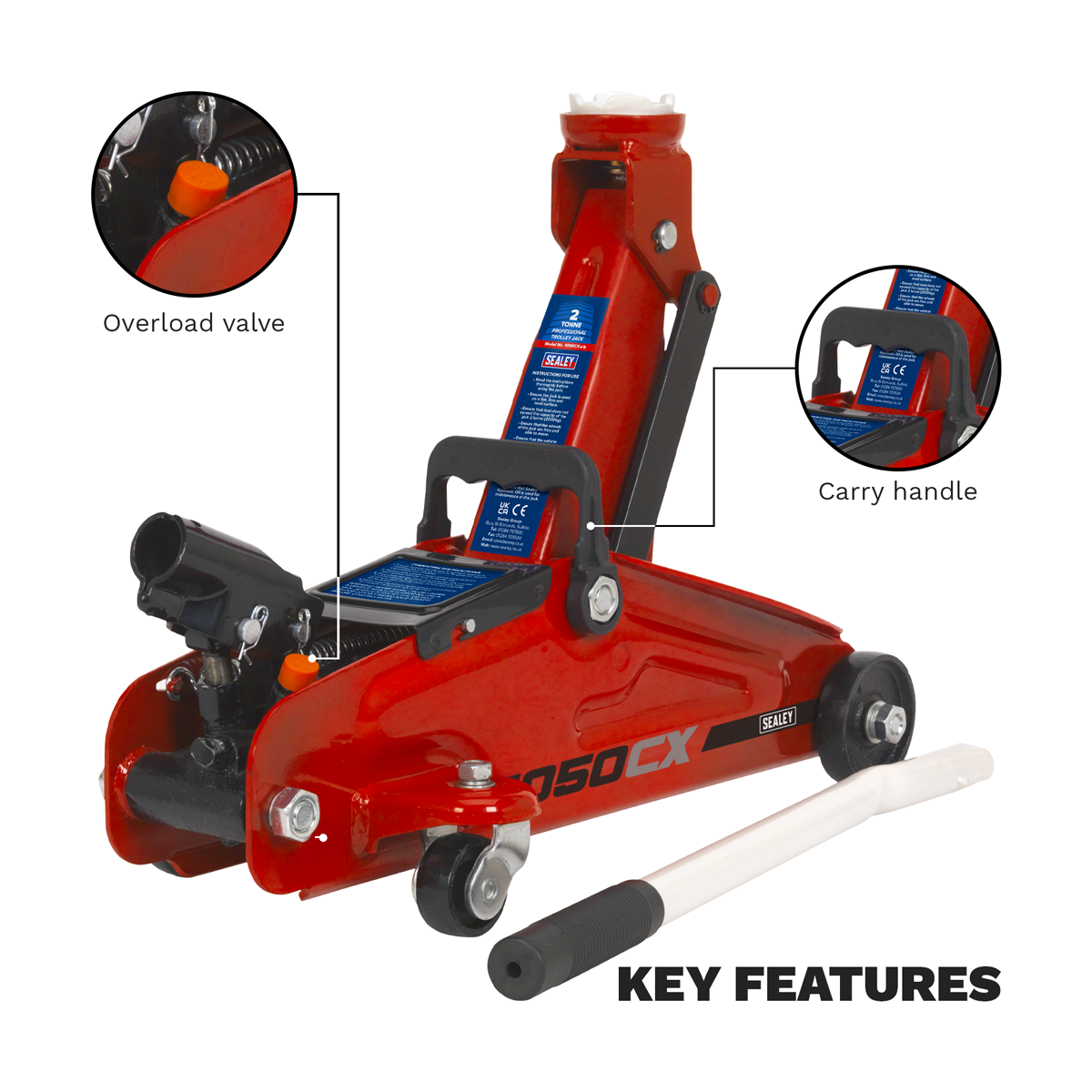 Sealey 1050CX Short Chassis Trolley Jack 2 Tonne - additional view 4