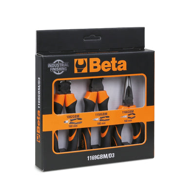 Beta 3-Piece Pliers And Nippers Set With Bi-Material Handles - 1169GBM/D3