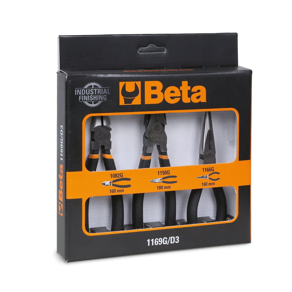 Beta 3-Piece Pliers And Nippers Set With Slip-Proof Double Layer Pvc Handles - 1169G/D3
