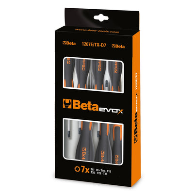 BetaEVOX Set of 7 Evox screwdrivers for Torx® head screws, with handles - 1207E/TX-D7