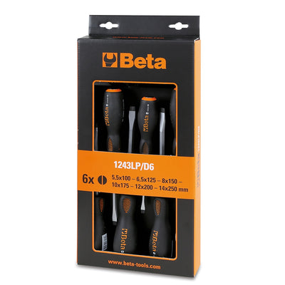 Beta 6-Piece Slotted Screwdriver Set With Steel Heads - 1241 - 1243LP/D6