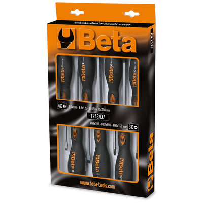 Beta 7-Piece Screwdriver Set With Steel Heads - 1242 - 1243/D7