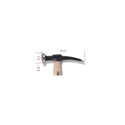 Beta Bodywork Hammer With Round Convex Face And Pein, Wooden Shaft - 1345