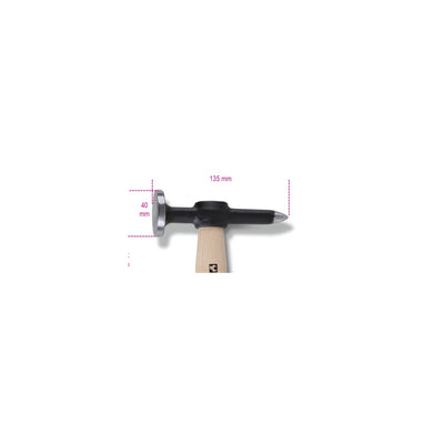 Beta Bodywork Hammer With Round Flat Face And Point Pein Wooden Shaft - 1353