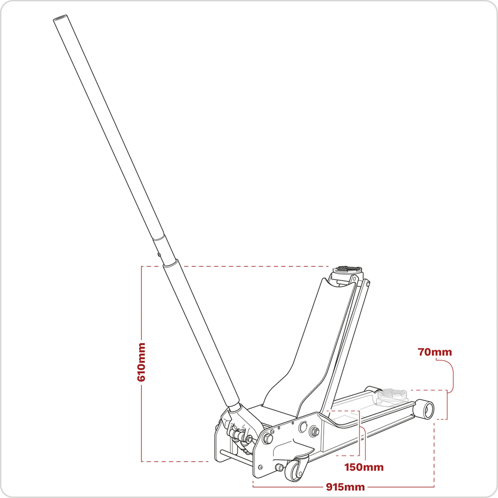 Sealey 1500SLR Low Profile Long Reach Rocket Lift Trolley Jack 1.5 Tonne - additional view 11