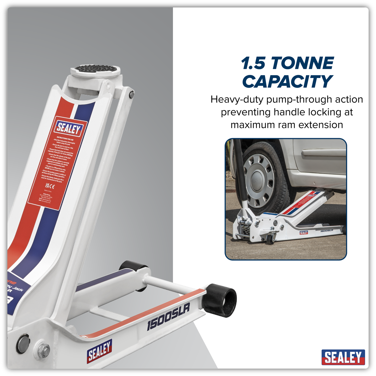 Sealey 1500SLR Low Profile Long Reach Rocket Lift Trolley Jack 1.5 Tonne - additional view 9