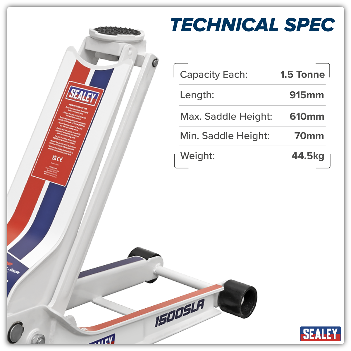 Sealey 1500SLR Low Profile Long Reach Rocket Lift Trolley Jack 1.5 Tonne - additional view 12