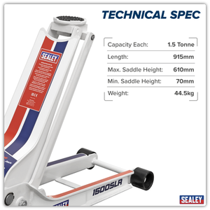 Sealey 1500SLR Low Profile Long Reach Rocket Lift Trolley Jack 1.5 Tonne - additional view 12