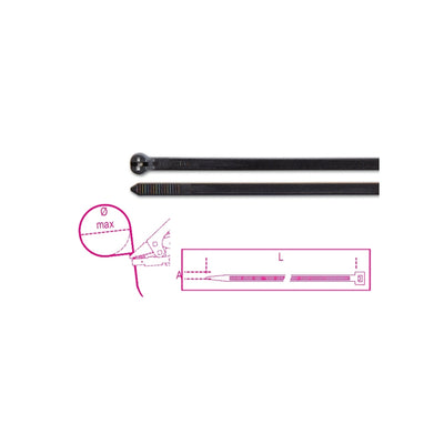 Bmgroup Steel Tooth Nylon Cable Ties Black Uv Resistant 7.6 X 370 Mm - 1748-NL - BMNL3776